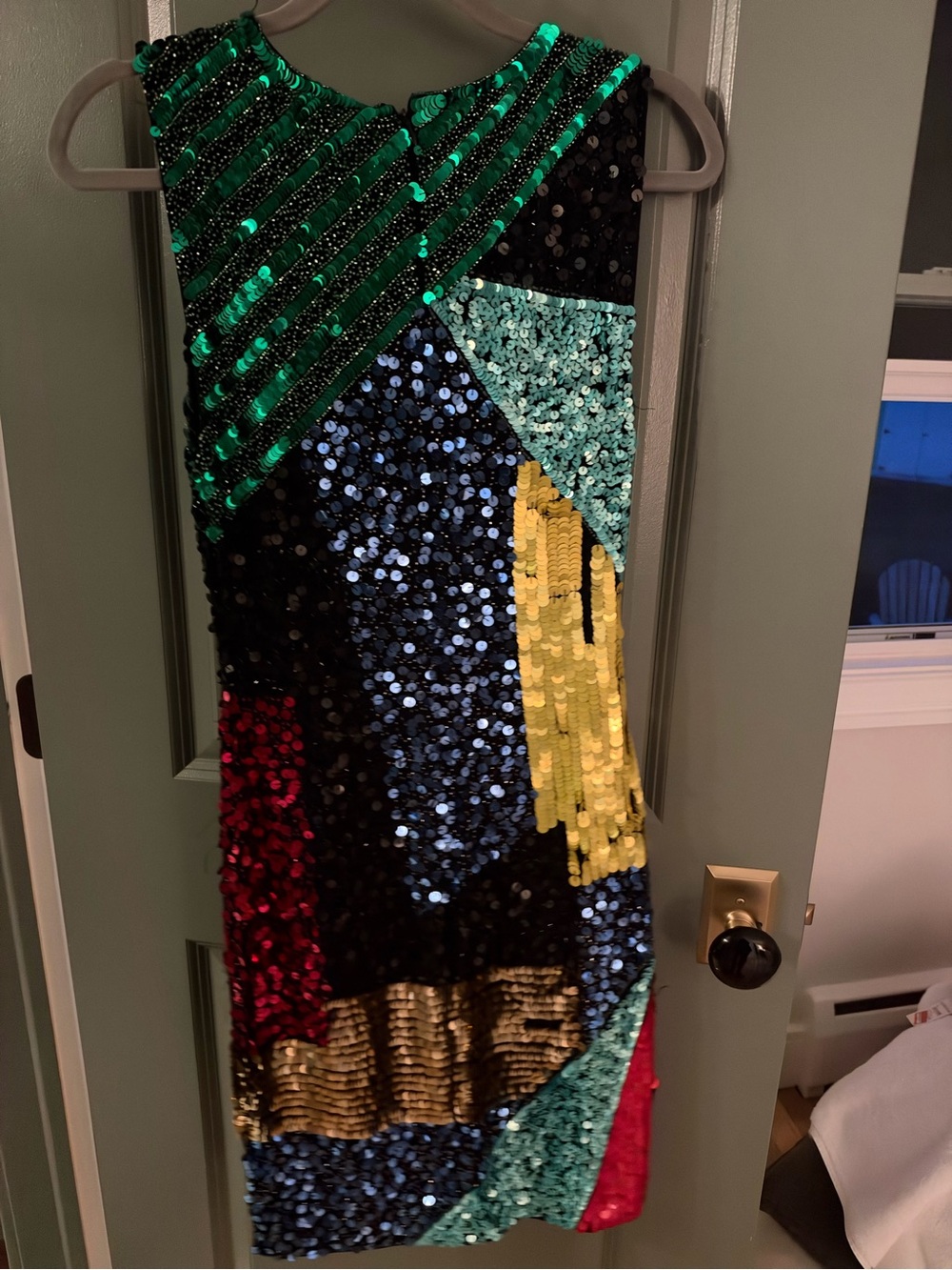 Alice + Olivia Green Black Multi Sequin Mini Dress - Picture 2 of 4